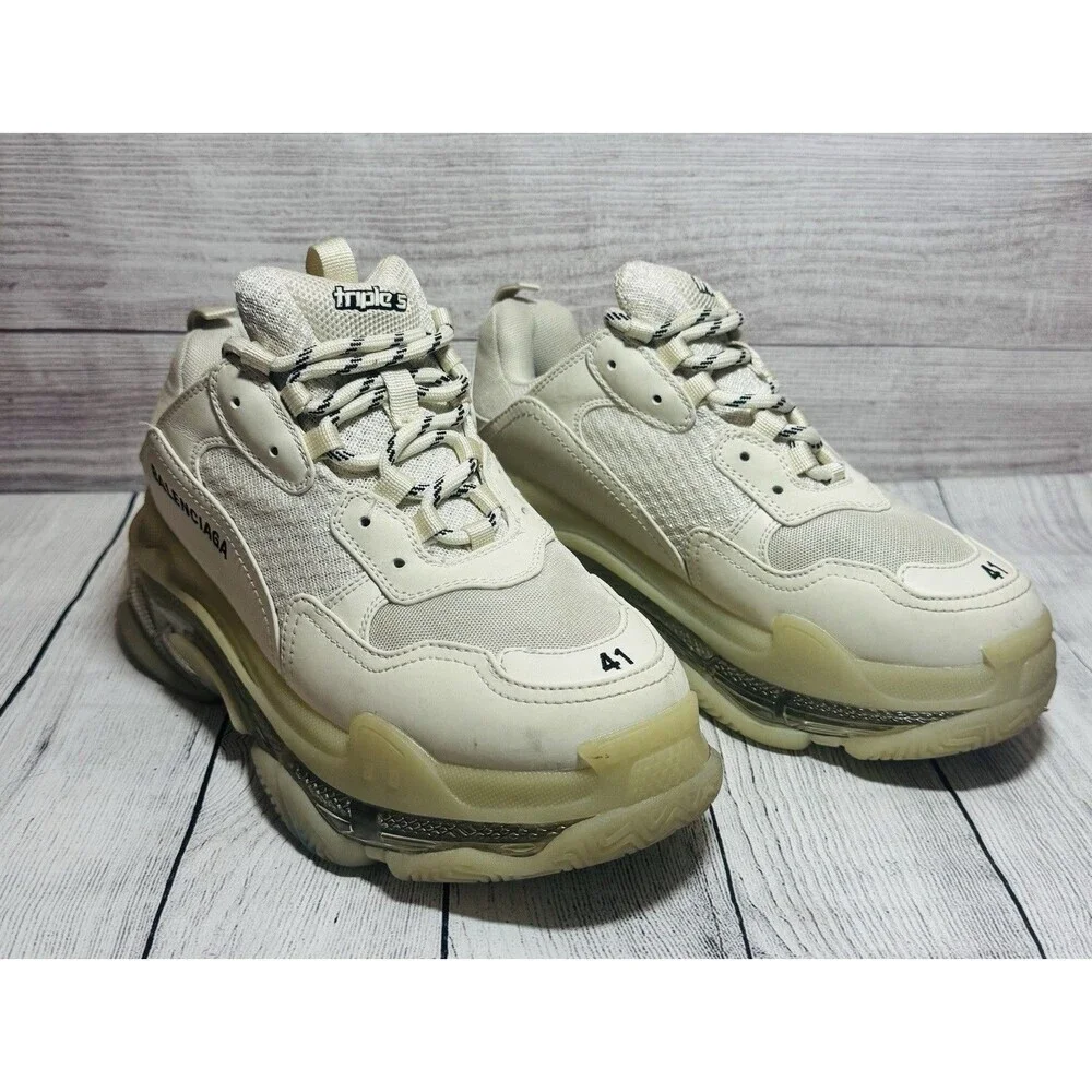 Balenciaga Triple S Men\'s Beige Rubber Sneakers Size EU 41 US 8 NO BOX Balenciaga Triple S Men main image 3